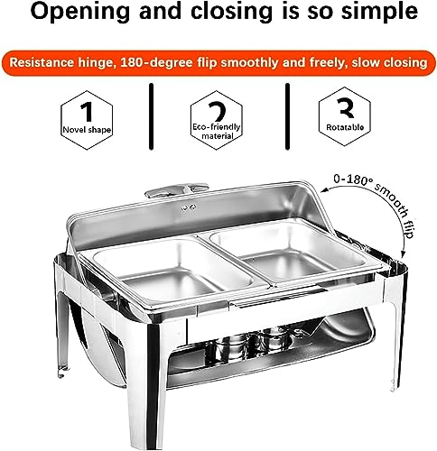 Electric Buffet Server,Food Warmer Tray, Adjustable Temperature, Portable Chafing Dish, Catering Buffet Serving Tray,Stainless Steel Material,uitable for Hotels, Restaurants, Parties