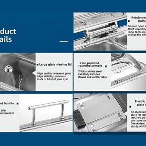 Electric Buffet Server,Food Warmer Tray, Adjustable Temperature, Portable Chafing Dish, Catering Buffet Serving Tray,Stainless Steel Material, 1 Slot, 2 Slots,Optional doublegrid Square6L