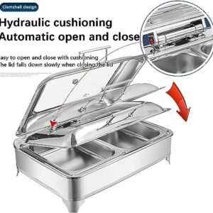 Electric Buffet Server,Food Warmer Tray, Adjustable Temperature, Portable Chafing Dish, Catering Buffet Serving Tray,Stainless Steel Material, 1 Slot, 2 Slots,Optional doublegrid Square6L