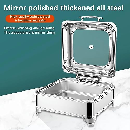Electric Buffet Server,Food Warmer Tray, Adjustable Temperature, Portable Chafing Dish, Catering Buffet Serving Tray,Stainless Steel Material, 1 Slot, 2 Slots,Optional doublegrid Square6L