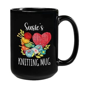 Knitting Mug Coffee Mug, Personalized Crochet Mugs For Knitting Lovers, Best Crochet Ever Cups, Custom Knitting Ceramic Mug With Name, Yarn Balls Porcelain Mug, Crocheter Black Tea Cup 11oz 15oz