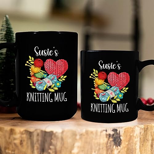 Knitting Mug Coffee Mug, Personalized Crochet Mugs For Knitting Lovers, Best Crochet Ever Cups, Custom Knitting Ceramic Mug With Name, Yarn Balls Porcelain Mug, Crocheter Black Tea Cup 11oz 15oz