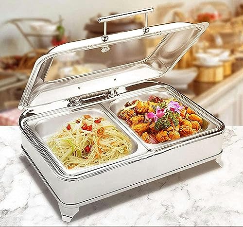 Chafing Dishes Chafing Dish Buffet Set, Food Warmers Server Warming Tray Round Rectangular Chafers, Stainless Steel Square Chafer, Round Food Warmer Chafing For Catering Warmer Chafer Set, Energy Effi