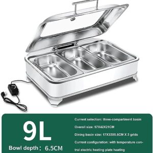 9L Electric Chafing Dish, Food Heating Trays Buffet, Buffet Servers and Warmers, Stainless Steel Dish for Parties Perfect for Parties, Entertaining Holidays