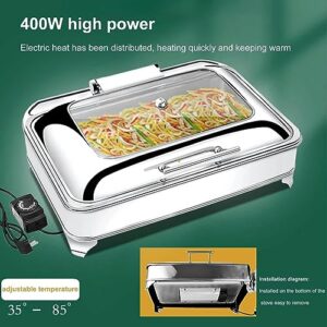 9L Electric Chafing Dish, Food Heating Trays Buffet, Buffet Servers and Warmers, Stainless Steel Dish for Parties Perfect for Parties, Entertaining Holidays