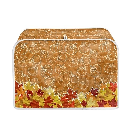 Psesaysky Maple Leaf Fall 4 Slice Toaster Covers, Anti-Scratch Covers Protection Small Appliance Cover Thanksgiving Day Gift Dustproof Bakeware Protector with Top Hook