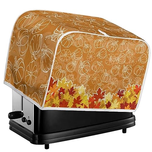 Psesaysky Maple Leaf Fall 4 Slice Toaster Covers, Anti-Scratch Covers Protection Small Appliance Cover Thanksgiving Day Gift Dustproof Bakeware Protector with Top Hook