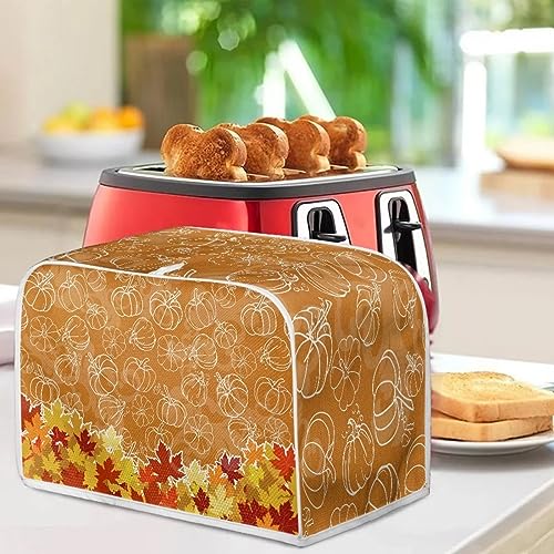 Psesaysky Maple Leaf Fall 4 Slice Toaster Covers, Anti-Scratch Covers Protection Small Appliance Cover Thanksgiving Day Gift Dustproof Bakeware Protector with Top Hook