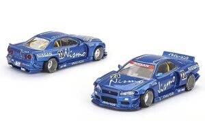 true scale miniatures model car compatible with nissan skyline gt-r (r34) kaido works v3 (blue) limited edition 1/64 diecast model car kaido house khmg055