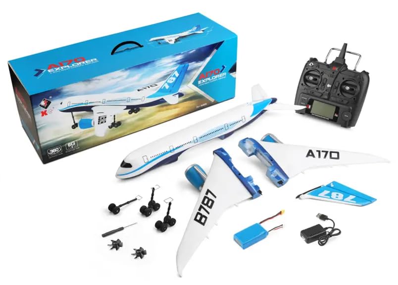 WLtoys XK A170 RC Airplane, 2.4GHz 4CH Remote Control Airplane with 3D/6G Mode Switchable 6-Axis Gyro, Brushless Motor - RC Toy Vehicle for Adults (HELIDIRECT)