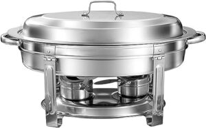 oval chafing dish set, stainless steel food warmer for caterings banquet parties, buffet server warming tray with water pans and fuel holders