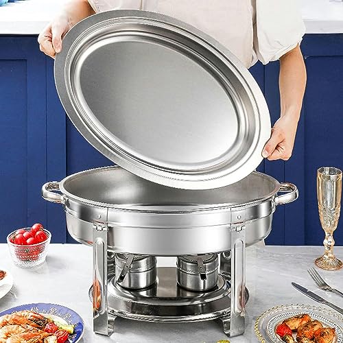 Oval Chafing Dish Set, Stainless Steel Food Warmer for Caterings Banquet Parties, Buffet Server Warming Tray with Water Pans and Fuel Holders