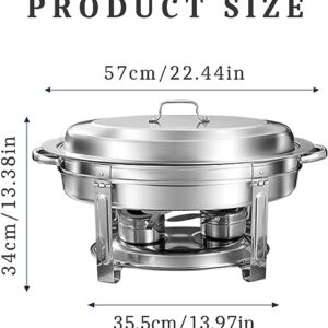 Oval Chafing Dish Set, Stainless Steel Food Warmer for Caterings Banquet Parties, Buffet Server Warming Tray with Water Pans and Fuel Holders