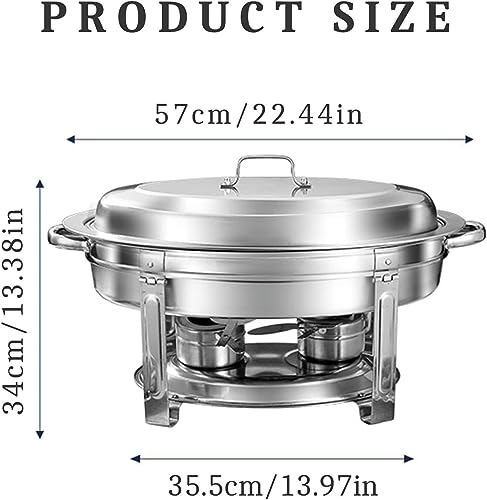 Oval Chafing Dish Set, Stainless Steel Food Warmer for Caterings Banquet Parties, Buffet Server Warming Tray with Water Pans and Fuel Holders