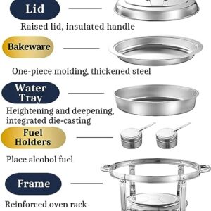 Oval Chafing Dish Set, Stainless Steel Food Warmer for Caterings Banquet Parties, Buffet Server Warming Tray with Water Pans and Fuel Holders