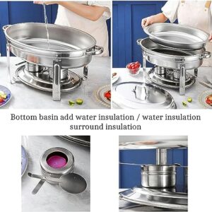 Oval Chafing Dish Set, Stainless Steel Food Warmer for Caterings Banquet Parties, Buffet Server Warming Tray with Water Pans and Fuel Holders