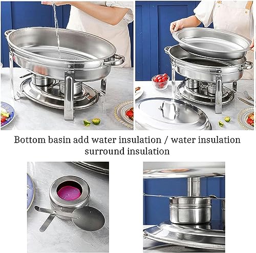 Oval Chafing Dish Set, Stainless Steel Food Warmer for Caterings Banquet Parties, Buffet Server Warming Tray with Water Pans and Fuel Holders