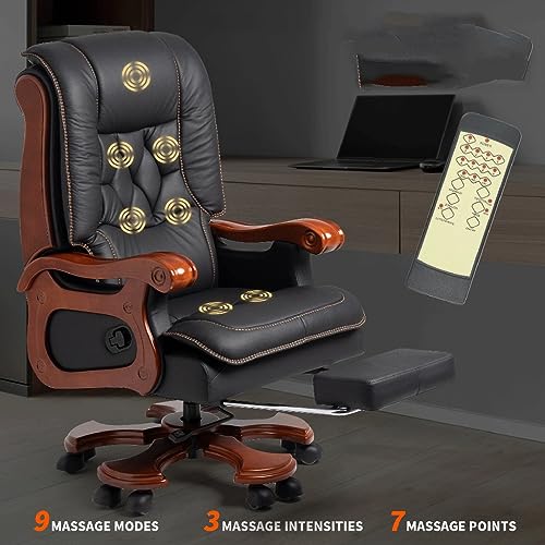 BaRdzo Office Chair Ergonomic Full Reclining Office Chair with Pedal (Color : Black, Size : As Shown)