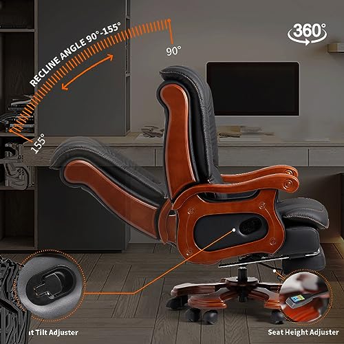 BaRdzo Office Chair Ergonomic Full Reclining Office Chair with Pedal (Color : Black, Size : As Shown)