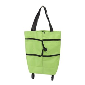 portable shopping cart, oxford cloth zipper design reusable foldable shopping cart, strong convenient for carrying trolly cart with wheels for supermarket or daily shopping(green)