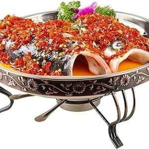 Stainless Steel Chafing Dish Alcohol Oven, Commercial Non Stick Grill Plate Barbecue Fondue Cookware, for Caterings Parties Buffet Server Warming Tray