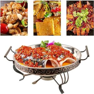 Stainless Steel Chafing Dish Alcohol Oven, Commercial Non Stick Grill Plate Barbecue Fondue Cookware, for Caterings Parties Buffet Server Warming Tray