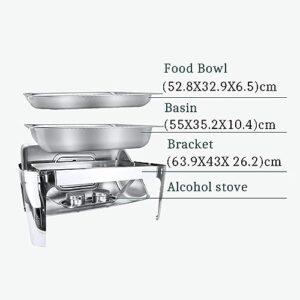 Chafing Dish Set, 9L Stainless Steel Buffet Trays Food Server with Fully Retractable Roll Top Lid, for Restaurant Catering Parties Weddings Picnics,Invisible