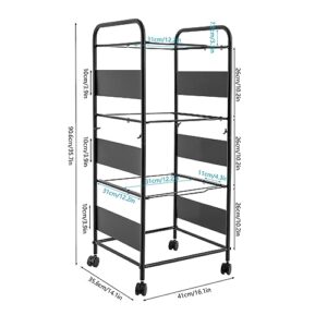 awolsrgiop 3 Tiers Metal Rolling File Carts on Wheels, Rolling File Cart Pull-Out Adjustable File Rack Organizer Rolling Movable Drawer File Cabinet for Home, Office, Classroom, Study, Bedroom (Black)