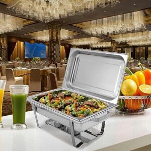 6L Stainless Steel Chafing Dish, for Catering Kitchen Buffet Food Warmer Tray Dining, with Lid & Food Pan & Fuel Holders Frame