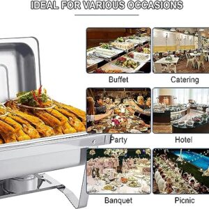 6L Stainless Steel Chafing Dish, for Catering Kitchen Buffet Food Warmer Tray Dining, with Lid & Food Pan & Fuel Holders Frame