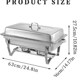 6L Stainless Steel Chafing Dish, for Catering Kitchen Buffet Food Warmer Tray Dining, with Lid & Food Pan & Fuel Holders Frame