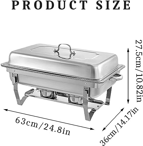 6L Stainless Steel Chafing Dish, for Catering Kitchen Buffet Food Warmer Tray Dining, with Lid & Food Pan & Fuel Holders Frame