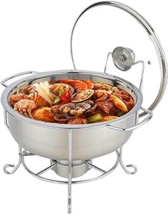 chafing dish set, stainless steel food warmer with water/food pans and fuel holders, chafing buffet server warming tray for kitchen caterings banquet parties