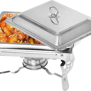 4.5L Stainless Steel Chafing Dish with Lid, Rectangular Foldable Buffet Server Pans Food Warmer, for Wedding, Parties, Banquet, Catering Events