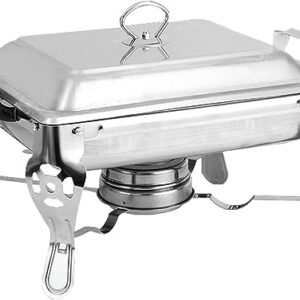 4.5L Stainless Steel Chafing Dish with Lid, Rectangular Foldable Buffet Server Pans Food Warmer, for Wedding, Parties, Banquet, Catering Events