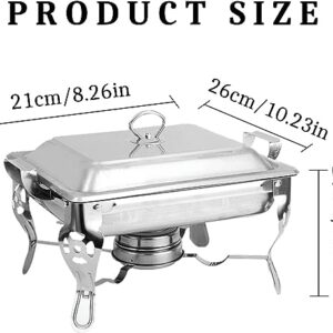 4.5L Stainless Steel Chafing Dish with Lid, Rectangular Foldable Buffet Server Pans Food Warmer, for Wedding, Parties, Banquet, Catering Events