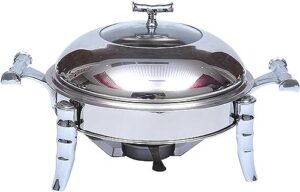 stainless steel chafing dish fuel holders, round catering buffet warming container server tray, with food pan and lid, for party or banquet