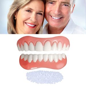 fáke têeth, 2 pcs denture teeth for women and men, comfortable dental veneers for upper and lower jaw, nature and realistic, temporary teeth repair, help you regain confident smile