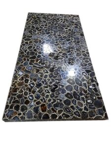 36 x 60 inches black agate stone epoxy art conference table top for hotel decor rectangle shape marble dining table