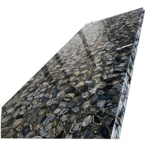 36 x 60 Inches Black Agate Stone Epoxy Art Conference Table Top for Hotel Decor Rectangle Shape Marble Dining Table