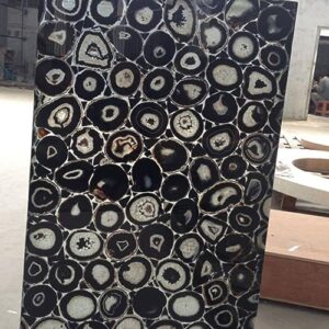 36 x 60 Inches Black Agate Stone Epoxy Art Conference Table Top for Hotel Decor Rectangle Shape Marble Dining Table