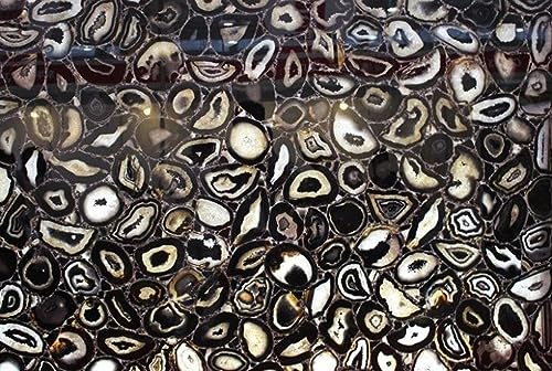 36 x 60 Inches Black Agate Stone Epoxy Art Conference Table Top for Hotel Decor Rectangle Shape Marble Dining Table