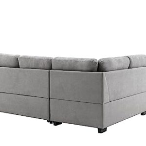 L-Shaped Corner Sleeper Sectional Sofa W/ Pull Out Cozy Sleep Couch Bed, Modern Practical Sectional & Sofa with Storage Ottoman ,Hidden Arm Storage and USB Charge for Home Apartment Living Room Sets