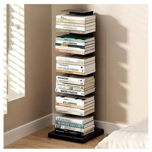 zktoermn metal spine book tower, 6/8-tier bookshelf space-saving bookcase display shelf stand for books photos artwork, pot plant, storage holder rack (color : black, size : 33.5x33.5x107cm)