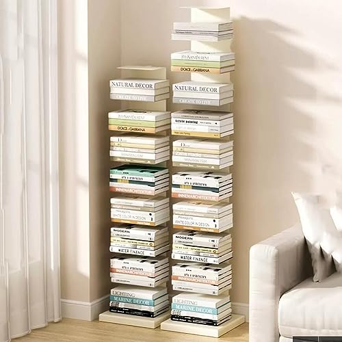 zktoermn Metal Spine Book Tower, 6/8-Tier Bookshelf Space-Saving Bookcase Display Shelf Stand for Books Photos Artwork, Pot Plant, Storage Holder Rack (Color : Black, Size : 33.5x33.5x107cm)
