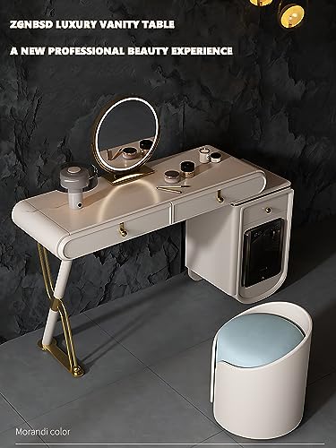 ZGNBSD Luxury Vanity - Makeup Table Vanity Table with Beauty Refrigerator, Vanity Set, Includes Makeup Mirror and Chair, Bedroom Vanity, for Her