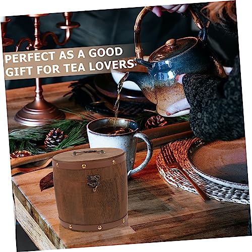 UPKOCH 1 Set vintage storage box containers for food glass coffee tea bags suitcase organizer tea holder mini tea storage containers Porcelain Tea Tin Vintage Tea Case Exquisite Tea Bin