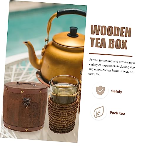 UPKOCH 1 Set vintage storage box containers for food glass coffee tea bags suitcase organizer tea holder mini tea storage containers Porcelain Tea Tin Vintage Tea Case Exquisite Tea Bin