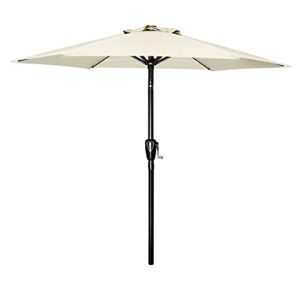 Simple Deluxe 7.5ft Patio Umbrella Outdoor Table Market Yard Umbrella with Push Button Tilt/Crank & DC America UBP18181-BR 18-Inch Cast Stone Umbrella Base, Made from Rust Free Composite Materials