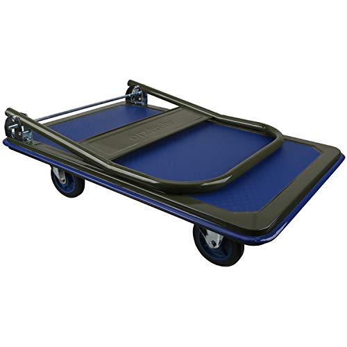 Olympia Tools 85-182 Folding & Rolling Flatbed Cart for Loading, Olive Green with Blue Bumper, 600 Lb. Load Capacity & MacSports Collapsible Folding Outdoor Utility Wagon, Black